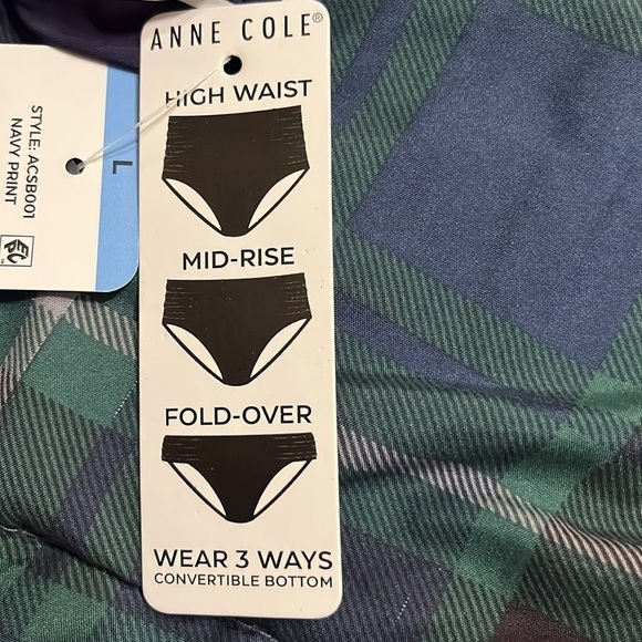 NWT Anne Cole Convertible bottoms Navy Print - Picture 7 of 8